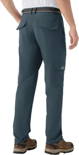 Vista 4 de BASUDAM Pantalones cargo de senderismo para hombre, de secado rápido, ligeros, elásticos, resistentes al agua con bolsillos
