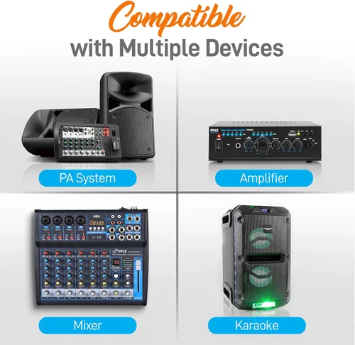 Vista 2 de Pyle Sistema de micrófono inalámbrico de 4 canales, juego de micrófono de audio UHF portátil con 2 de mano, 2 auriculares, 2 micrófonos Lavalier, 2