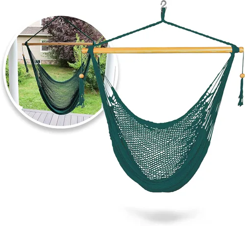 Vista 17 de Bliss Hammocks BHC-412FR - Silla hamaca con flecos de cuerda de isla de 40 pulgadas con herrrajes para colgar y barra separadora, para usar al aire