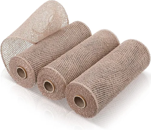 Vista 14 de 3 rollos de malla decorativa de arpillera de poli de 10 pulgadas de ancho, rollos de cinta de malla decorativa de poli para envolver, para Verde