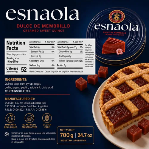 Vista 2 de Esnaola Dulce de Membrillo 24.69 oz Postre de pasta de membrillo argentino