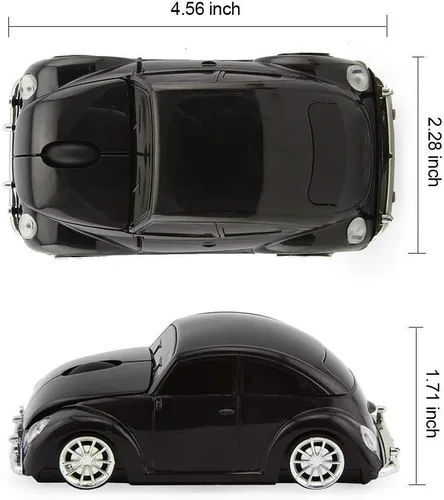 Vista 11 de VW Beetle Wireless Sports Car Shape Mouse Mouse Computadora Portátil PC Ratón óptico 2.4GHz Nano USB AAA Batería Energía Brillante Superficie LED