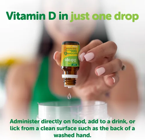 Vista 4 de Ddrops Vegano 1000 UI 180 Gotas - Líquido diario de vitamina D - Apoya la salud ósea y el sistema inmunológico. Sin cápsulas grandes, sin