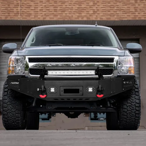 Vista 4 de VIJAY Parachoques delantero y trasero para Chevy Silverado 1500 2007-2013 con placa de cabrestante y luces