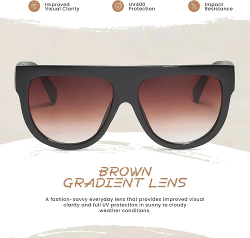 Vista 20 de Gafas de sol de gran tamaño con parte superior plana para mujer, diseño cuadrado grande, retro, gafas de sol