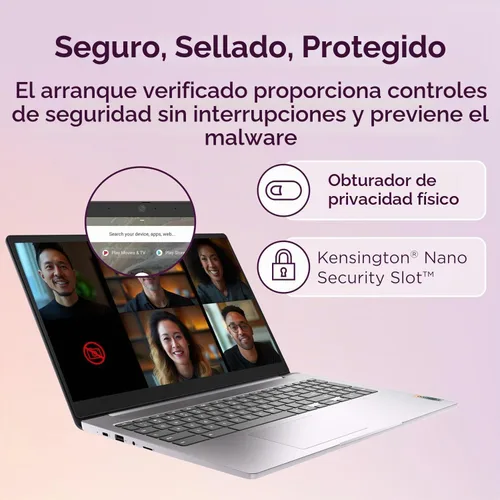 Vista 3 de Lenovo Chromebook 15 Laptop, 15.6" FHD, Intel Celeron N4500, 4 GB de RAM