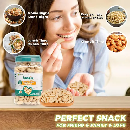 Vista 4 de Hansia Anacardos veganos keto Kosher orgánicos, superalimentos secos sin sal, sin gluten, frescos, saludables, bajos en sodio, ricos en proteínas