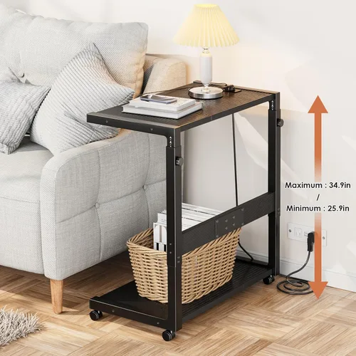 Vista 3 de JANE EYRE - Soporte ajustable para computadora para videojuegos: altura de 15 niveles Soporte para CPU con ruedas giratorias y toma de corriente