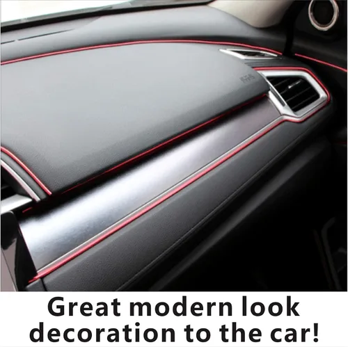 Vista 5 de Tira de ajuste de hueco para panel de puerta de moldura decorativa roja para interior de automóvil de 10 pies (9.8 ft)