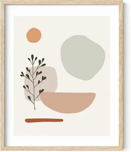 Vista 20 de HAUS AND HUES Arte de pared con estampado bohemio de mediados de siglo, póster minimalista moderno y estampado bohemio neutro, pintura de hojas