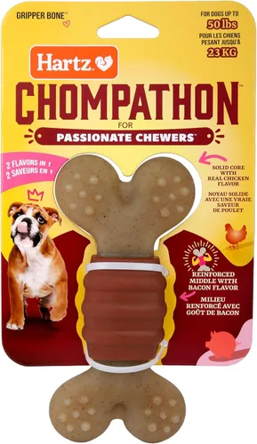 Vista 14 de Hartz Chompathon Diamondbite - Juguete masticable para perros masticadores agresivos, doble capa con sabor a pollo y mantequilla de maní