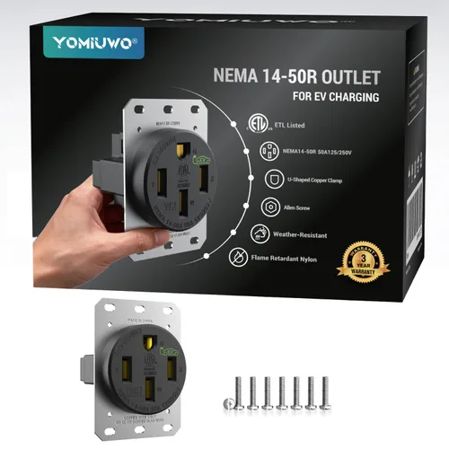 Vista 11 de Receptáculo de carga EV de 50 amperios/salida Nema 14-50 EV con placa de pared: dispositivo de hoja recta resistente, 2.42 "de diámetro, abrazadera