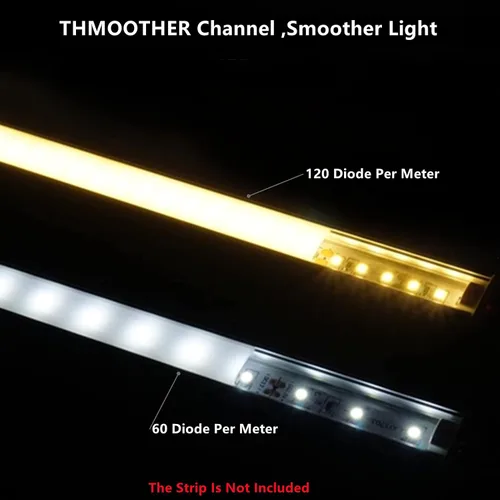 Vista 5 de THMOOTHER Difusor de canal LED en forma de U de 6.56 pies preperforado, paquete de 8 perfiles de aluminio con cubierta lechosa, montaje