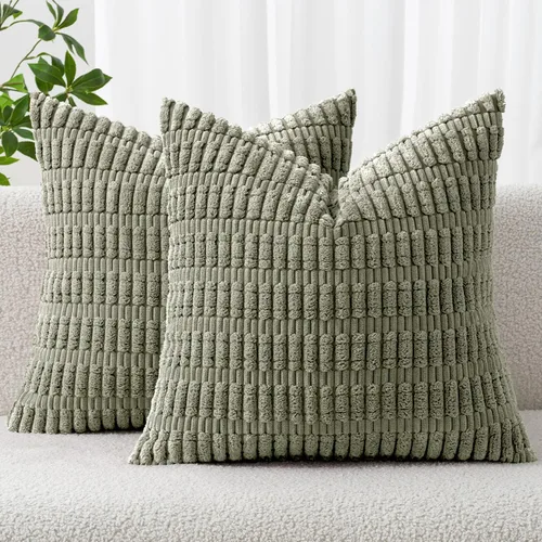 Vista 45 de MIULEE - Paquete de 2 fundas de cojín decorativas de corduroy, modernas y boho, suaves, con rayas, decoración del hogar, sofá, sala de estar, sillón