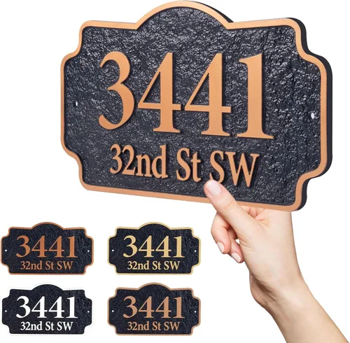 Vista 13 de Placa de dirección personalizada, placa de letrero de número de casa tallada a mano, números de dirección personalizados para entrada exterior