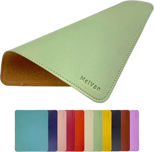 Vista 8 de MelVan Alfombrilla de mouse de piel sintética con borde cosido, alfombrilla de mouse de madera, alfombrilla de mouse impermeable para computadoras