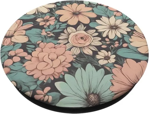 Vista 2 de Floral Vintage hermosas flores mujeres PopSockets estándar PopGrip