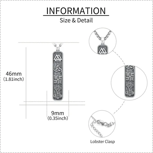 Vista 5 de Collar vikingo de plata de ley para hombre, collar de Mjolnircuervobrújula para hombres y mujeres, joyería nórdica, regalo para padre, marido, novio