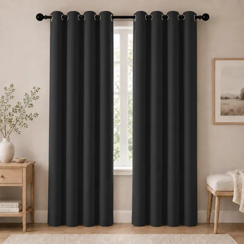 Vista 15 de Cortinas de oscurecimiento de habitación de 45 pulgadas de largo para dormitorio y sala de estar, cortinas térmicas aislantes con ojales