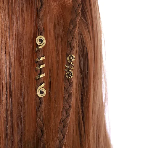 Vista 3 de FRDTLUTHW Joyas doradas de serpiente para trenzas, decoración de cabello de Halloween, accesorios de rastas para mujer (paquete de 6)