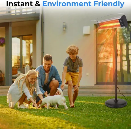 Vista 4 de SereneLife - Calentador de patio por infrarrojos, calentador eléctrico de patio para uso en interiores y exteriores, calentador de pie portátil