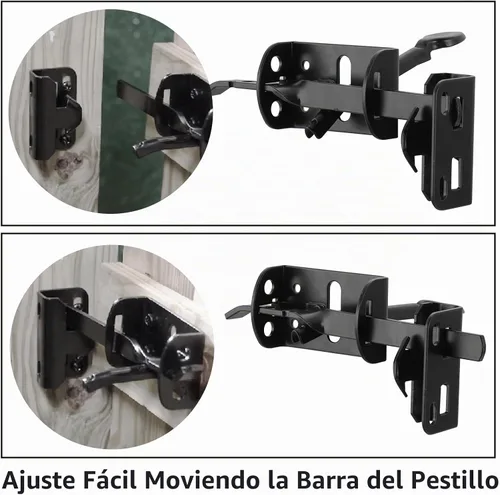 Vista 3 de WellMade Pestillo para puerta de pulgar resistente, pestillos de puerta autobloqueantes y kit de mango de 9 pulgadas, herrajes de bloqueo de puerta