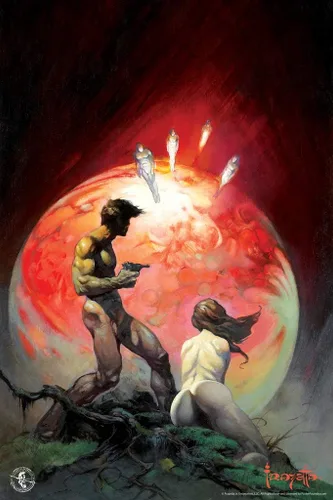 Vista 2 de Frank Frazetta Laminado Planeta Rojo Marte Ciencia Ficción Fantasía Obra Clásico Retro Vintage Artista de Ciencia Ficción Artista Portada de Cómics