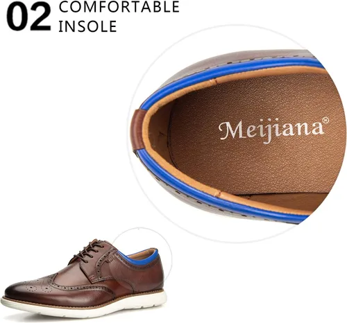 Vista 3 de Meijiana Zapatos Oxford para hombre - Zapatos de negocios casuales ligeros de moda