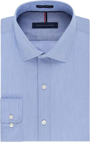 Vista 3 de Tommy Hilfiger Camisa de vestir para hombre ajuste delgado sin rayas de hierro