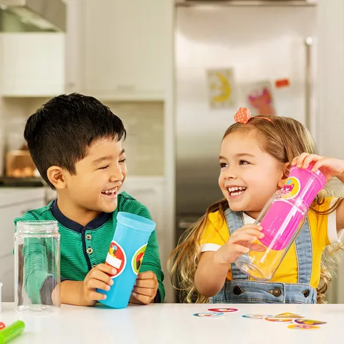 Vista 3 de Munchkin® Miracle® 360 - Vaso para beber con aislamiento, incluye calcomanías para personalizar la taza, 9 onzas, azul