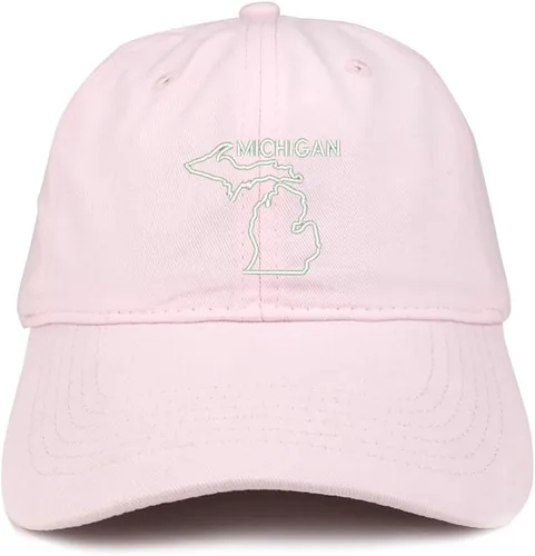 Vista 13 de Trendy Apparel Shop Michigan Text State Outline State - Sombrero de algodón bordado para papá