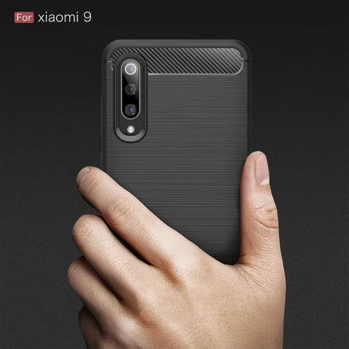 Vista 7 de Funda para Xiaomi Mi 9 - Funda delgada de absorción de impactos de fibra de carbono (negro)