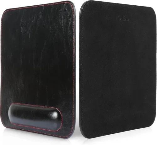 Vista 3 de Londo Alfombrilla de cuero para mouse con reposamuñecas, soporte ergonómico, base antideslizante, superficie lisa