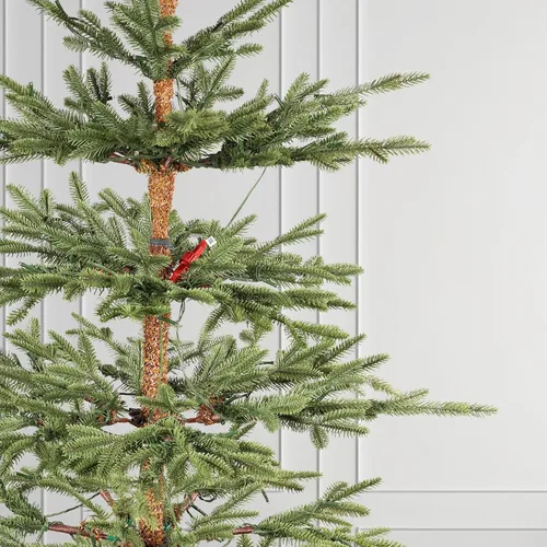 Vista 3 de WBHome Pre-Lit 7 FT Alpine Fir Artificial Christmas Tree with 300 Clear Lights, Sparse Christmas Tree, Green Verde