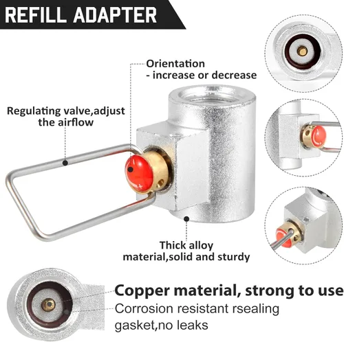 Vista 3 de Adaptadores de propano/isobutano/butano/recarga de 3 piezas para estufa de camping Propane To Butane Adapter Conversion, Butane Fuel Canister