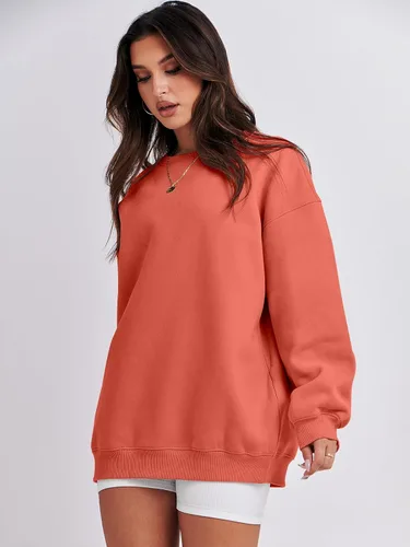 Vista 3 de ANRABESS Sudadera de gran tamaño para mujer, con cuello redondo, estilo Y2K, sudadera con capucha de forro polar, cómoda, camiseta informal, ropa