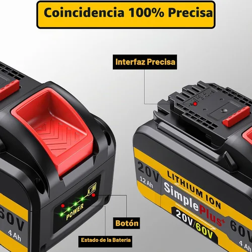 Vista 5 de DCB612 - Batería de repuesto de 12000 mAh para DeWalt 20V/60V MAX Batería compatible con DeWalt 20V 60V Power Tools and Chargers (1, genérico)