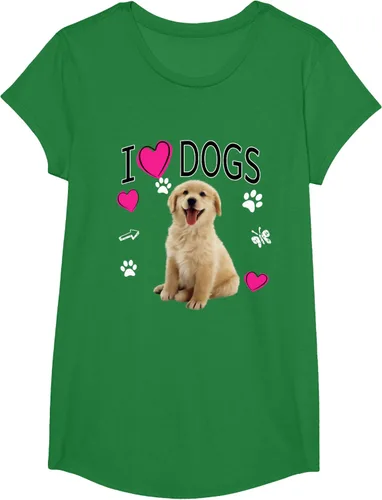 Vista 79 de Camiseta I Love Dogs - Camiseta Golden Labrador retriever, Azul Negro