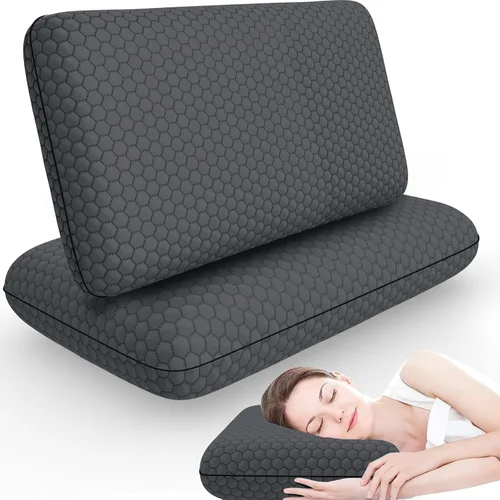Vista 16 de CushyOasis Almohadas de cama para dormir, 2 piezas, espuma viscoelástica, tamaño King, color azul
