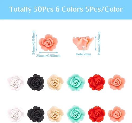 Vista 7 de KISSITTY 30 cuentas de arcilla polimérica para mujer, joyería nupcial, collares, pulseras, aretes, marco de fotos para el cabello, álbum