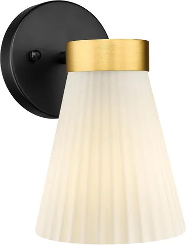 Vista 33 de HWH - Lámpara de pared para interiores, moderno aplique de pared con pantalla de vidrio a rayas blancas esmeriladas, aplique de pared individual