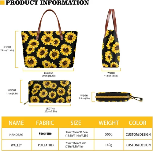 Vista 2 de Coloranimal Bolso de mano con asa superior para mujer, bolso cruzado grande, bolso largo para regalo