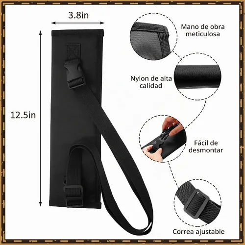 Vista 2 de Jecery Bolsa de espada de 2 piezas, bolsa de Katana negra, funda de transporte de espada ninja, correa trasera, cintura para samurái, cosplay