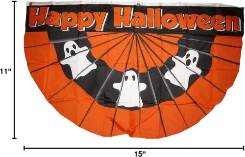 Vista 2 de AES Lote al por mayor 3 unidades 3x5 Happy Halloween Fantasmas Fantasmas Banderines Fan Bandera 3 x 5 pies Banner de casa Ojales de doble costura