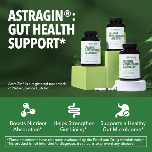 Vista 7 de Cápsulas de monohidrato de creatina micronizada con AstraGin - Apoya la fuerza muscular, la energía y la recuperación - 120 unidades - Fórmula