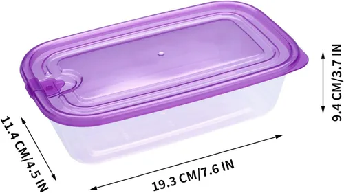 Vista 2 de KIGI Paquete de 6 recipientes de plástico de 20 onzas con tapas, herméticos, rectangulares, para preparación de comidas, microondas, congelación