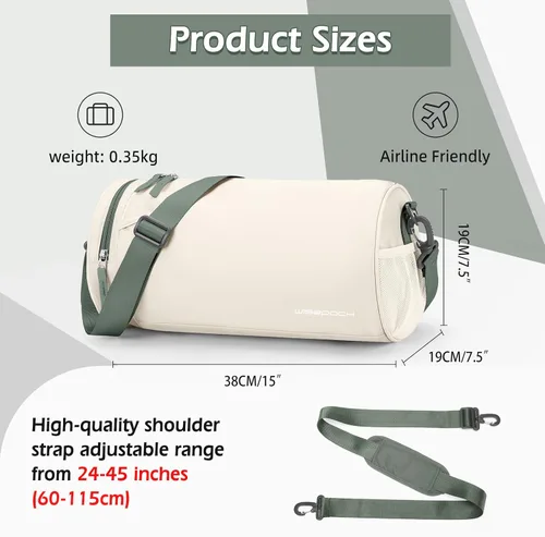 Vista 2 de Bolsa de gimnasio pequeña para mujer, A8-Beige y Verde