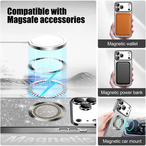 Vista 53 de Misscase Funda magnética con purpurina para iPhone 11 compatible con MagSafe, protección completa, delgada, a prueba de golpes, antiarañazos