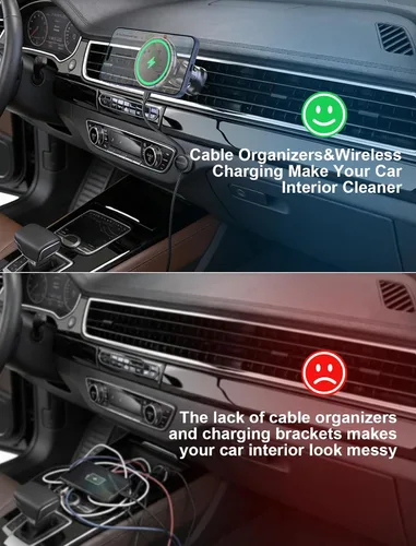 Vista 5 de para iPhone Cargador de Montaje de Coche Magsafe, Cargador de Coche Inalámbrico Soporte Magnético para Teléfono de Coche para Tablero Rejilla