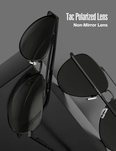 Vista 4 de LUENX, Aviator - Gafas de sol polarizadas, para hombres y mujeres, protección UV 400, con funda 60MM
